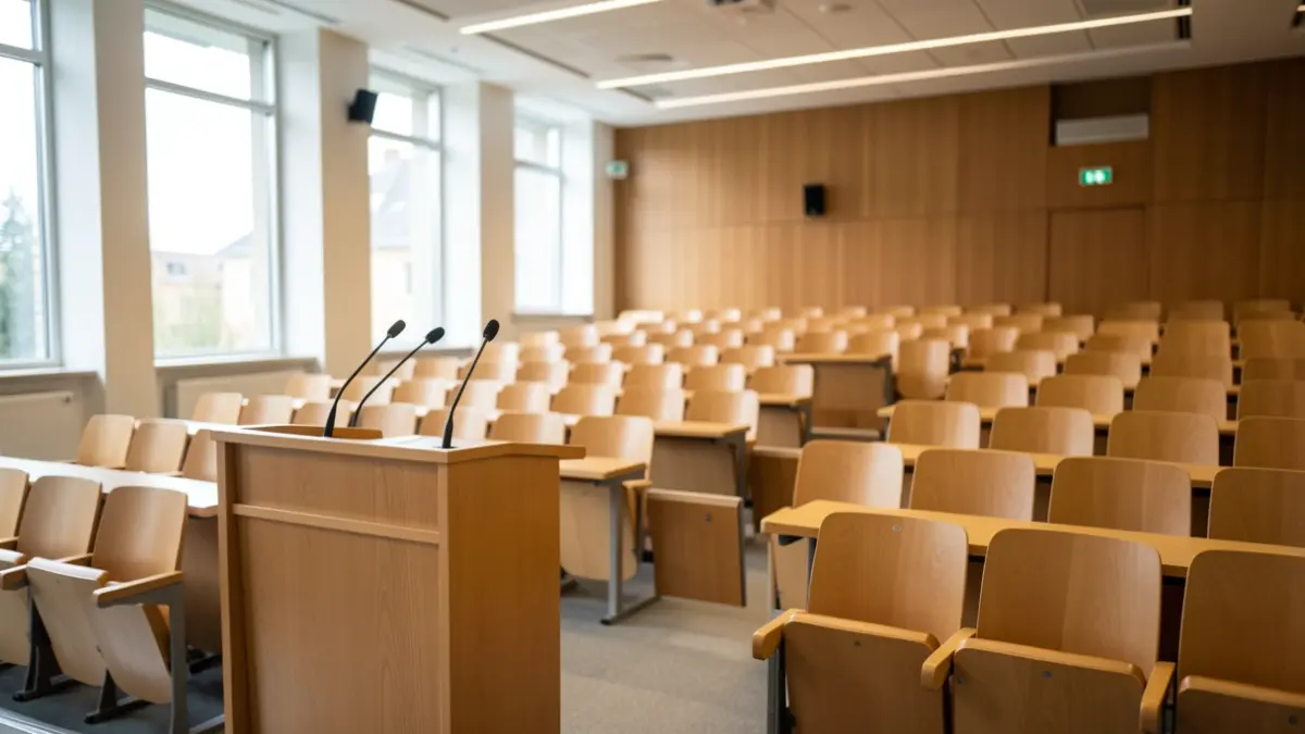 Generic image of a university lecture hall.