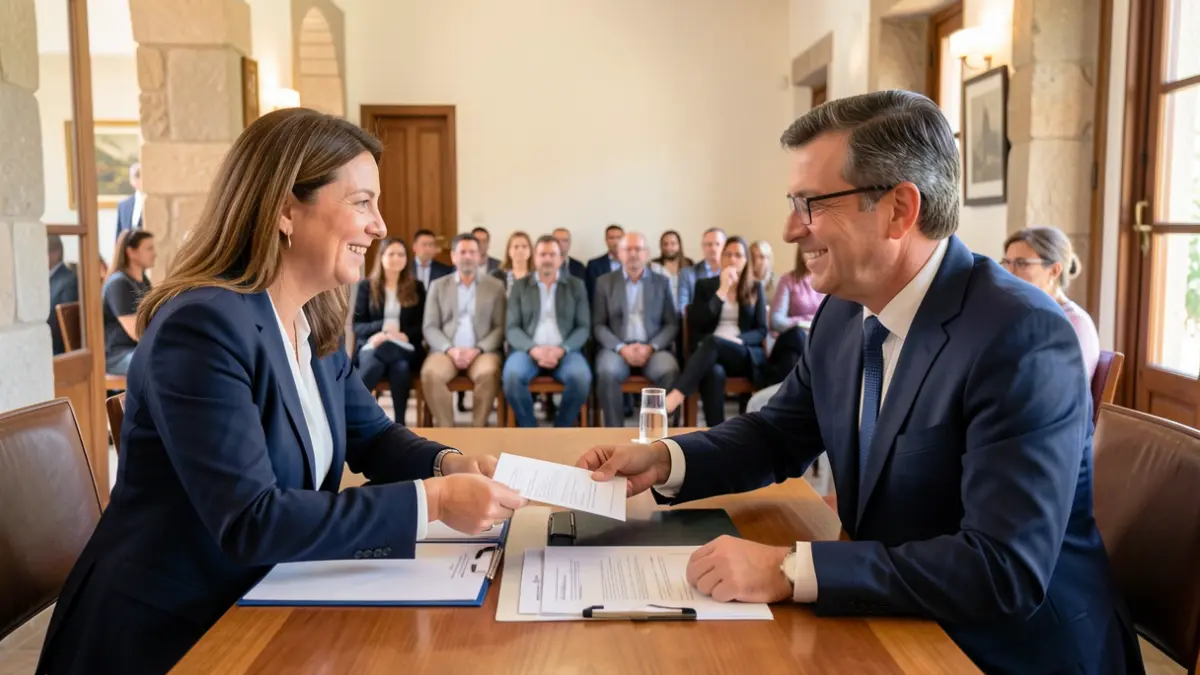 Imagen de una reunión entre la presidenta del Cabildo de Fuerteventura y el ministro de Política Territorial.