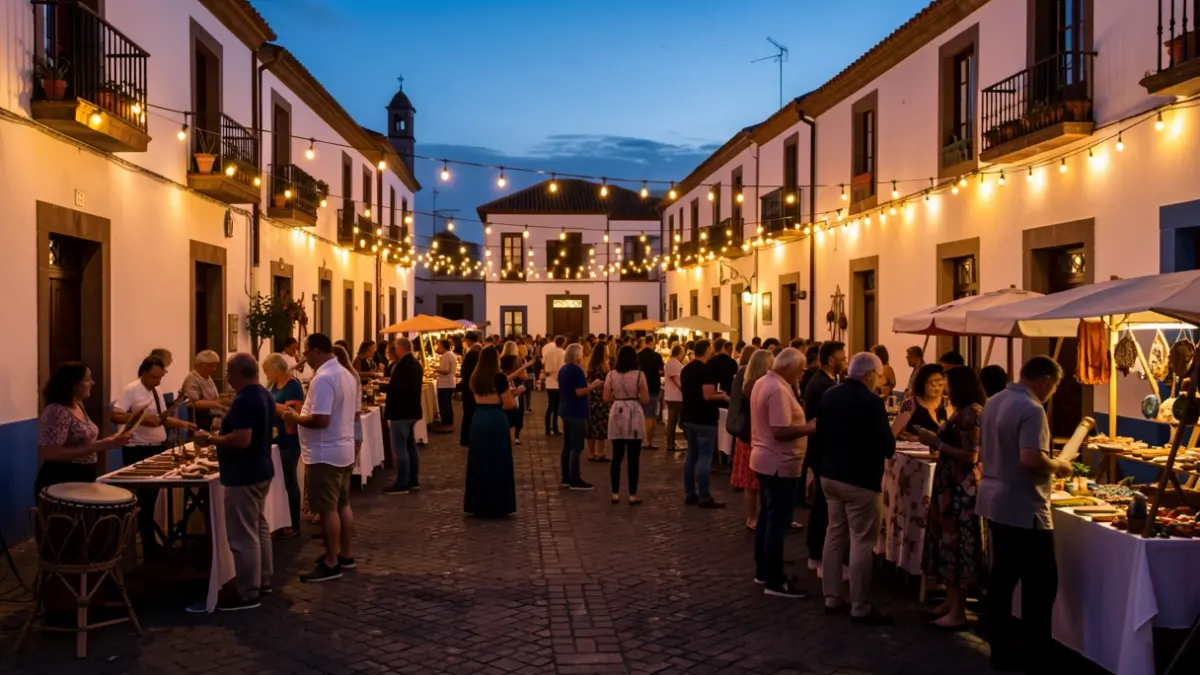 Generic image of a cultural festival in a Canarian square at dusk.
