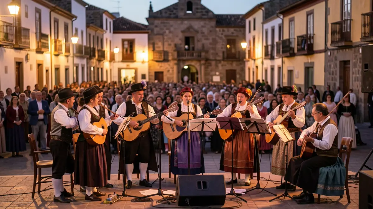 Imagen genérica de un grupo folclórico canario actuando en una plaza.