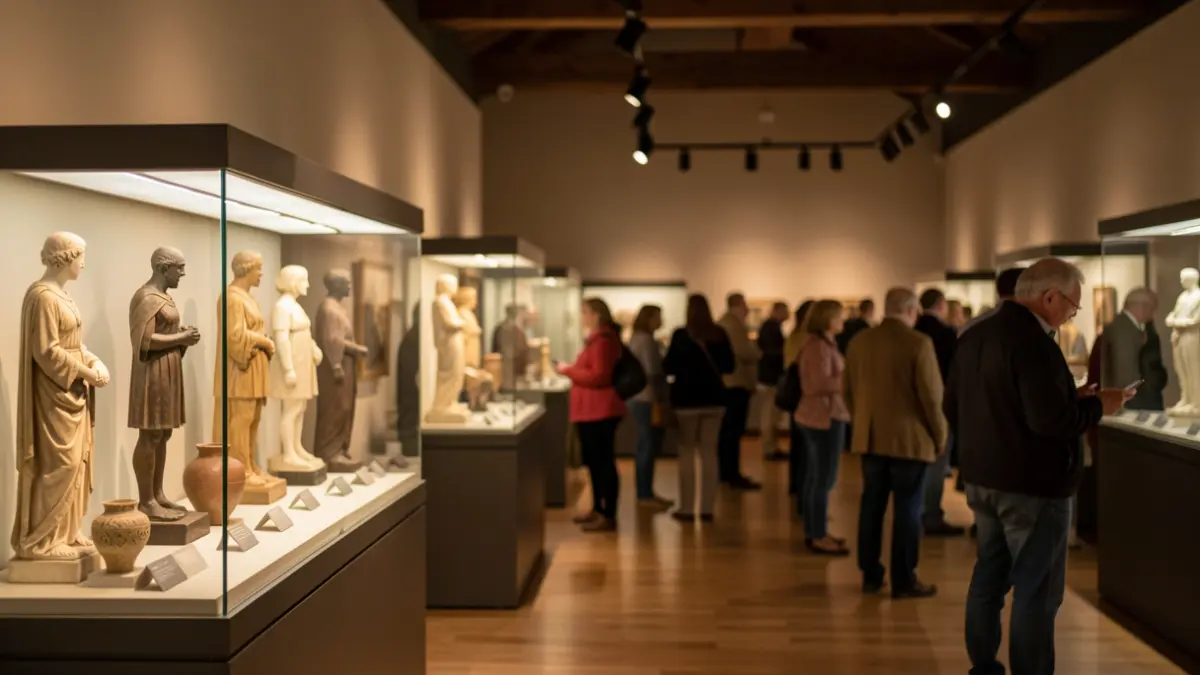 Interior de una sala de exposiciones de un museo en Canarias con objetos históricos.