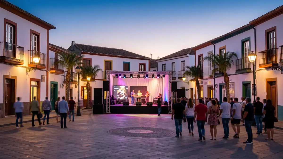 Imagen genérica de una plaza de Canarias durante una celebración nocturna.