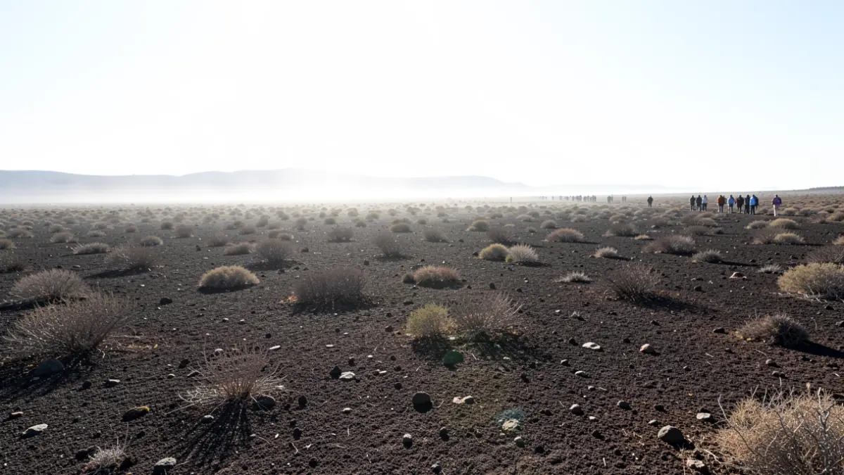 Arid and dry landscape in the southwest of Gran Canaria under intense sun.
