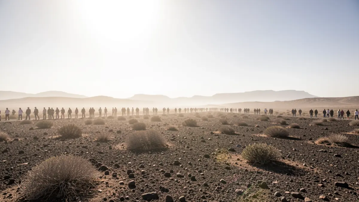 Arid landscape in Gran Canaria under an intense sun with haze.