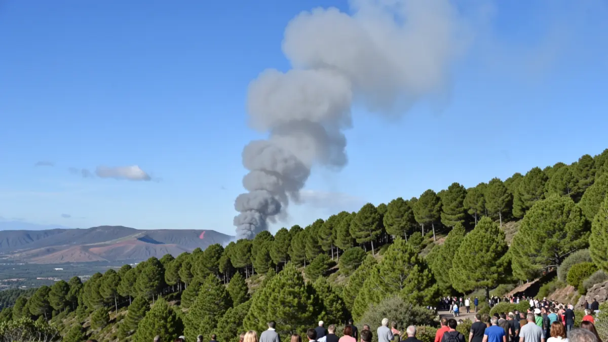 Generic image of a smoke column over a forest in the Canary Islands.