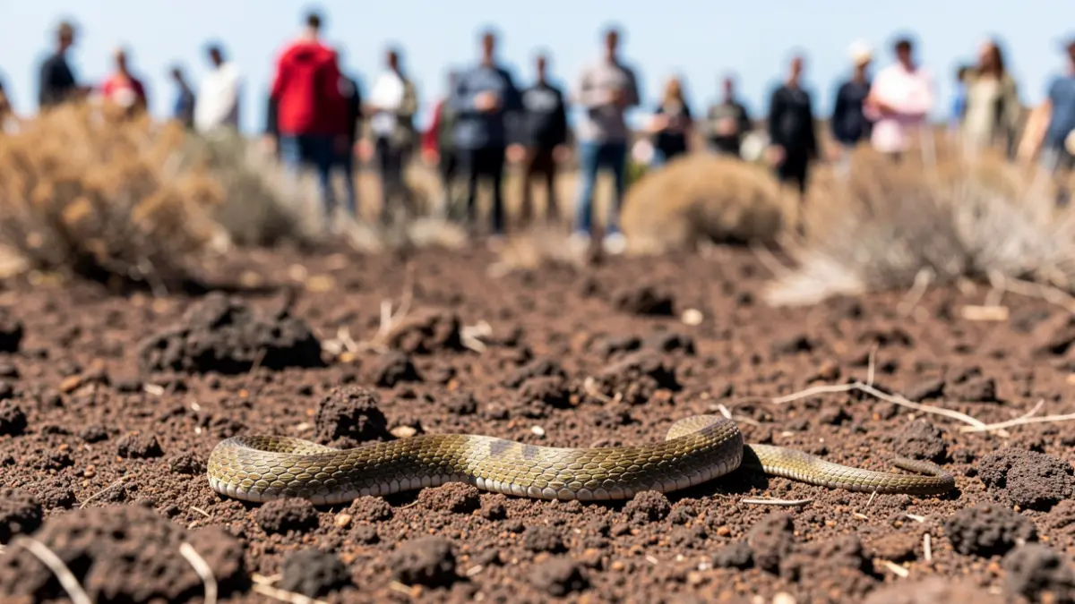 Image of a snake on volcanic terrain in Gran Canaria.