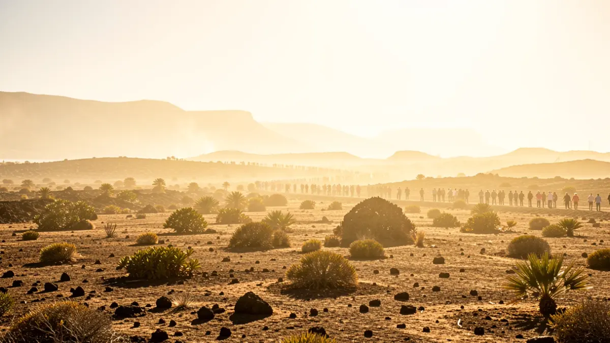 Generic image of an arid landscape under intense sun during a heatwave.