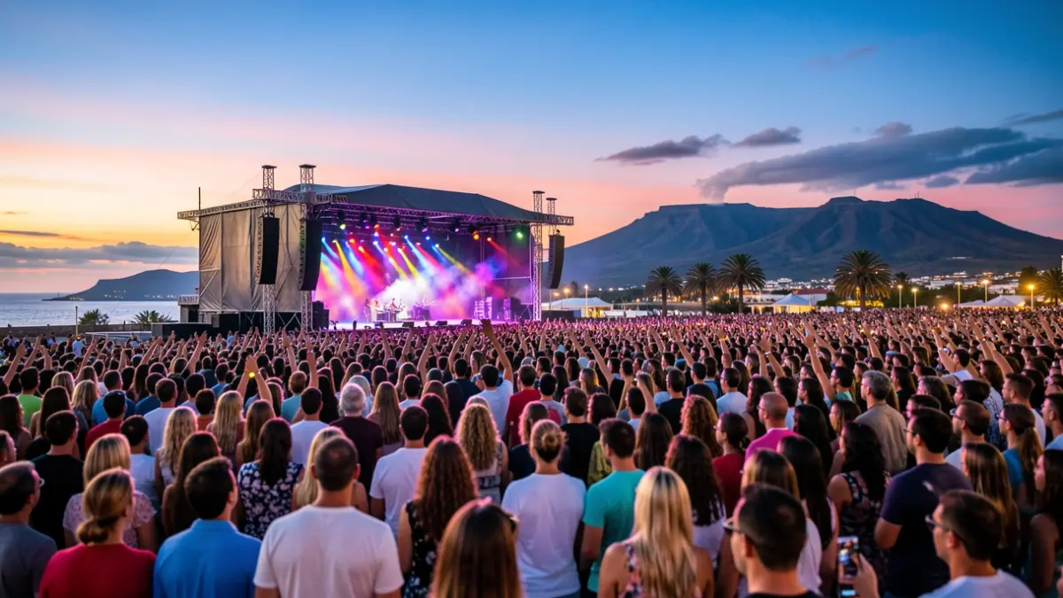 Generic image of an outdoor music festival in Tenerife at dusk.