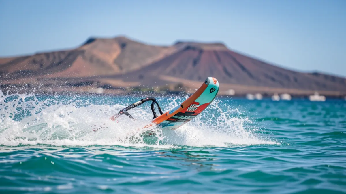 Image of a wingfoil board in action on the water.