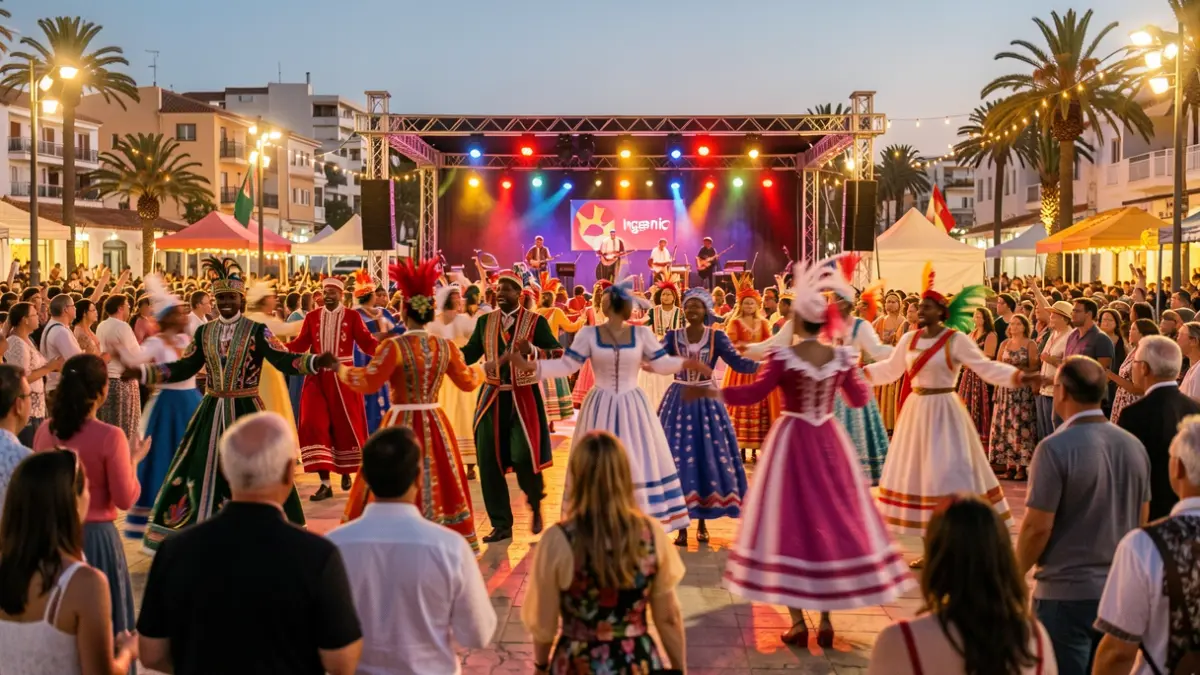 Generic image of a multicultural folklore festival in Ingenio, Gran Canaria, featuring dances and costumes from various parts of the world.