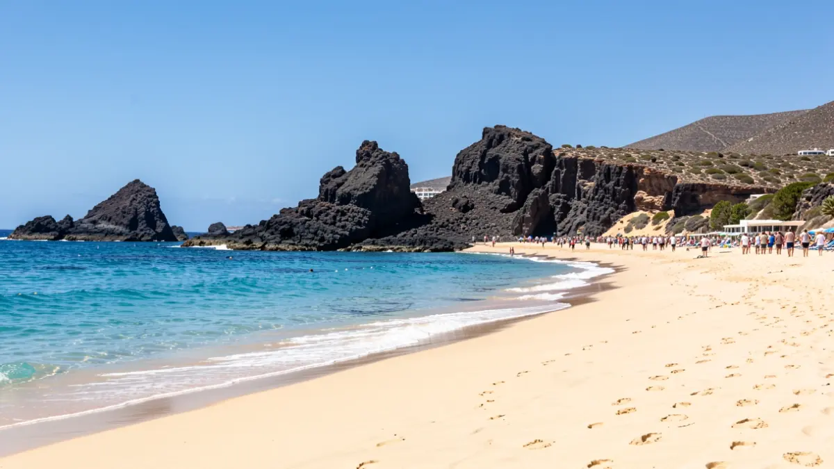 View of the Gran Canaria coastline on a sunny day.