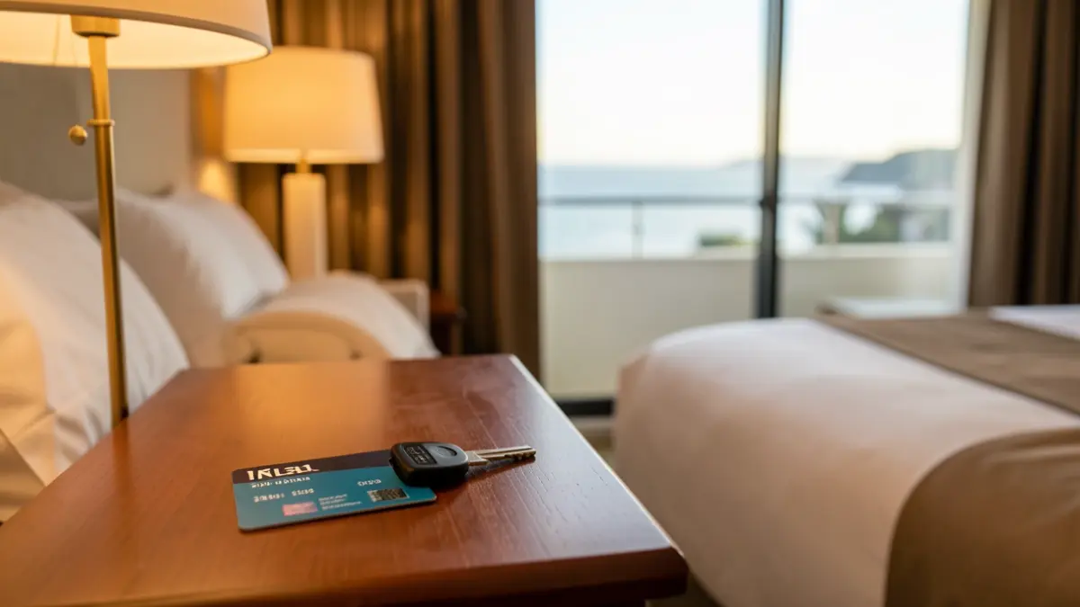 Generic image of a hotel room card with sea view.