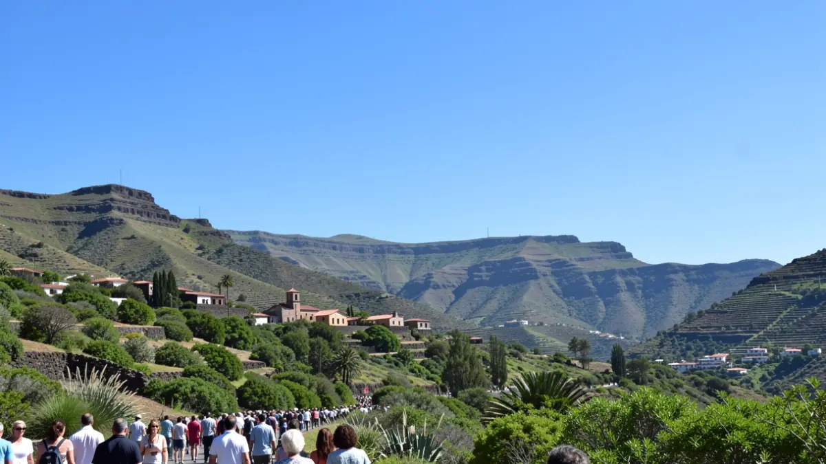 Clear and sunny landscape in Vega de San Mateo during a summer day.