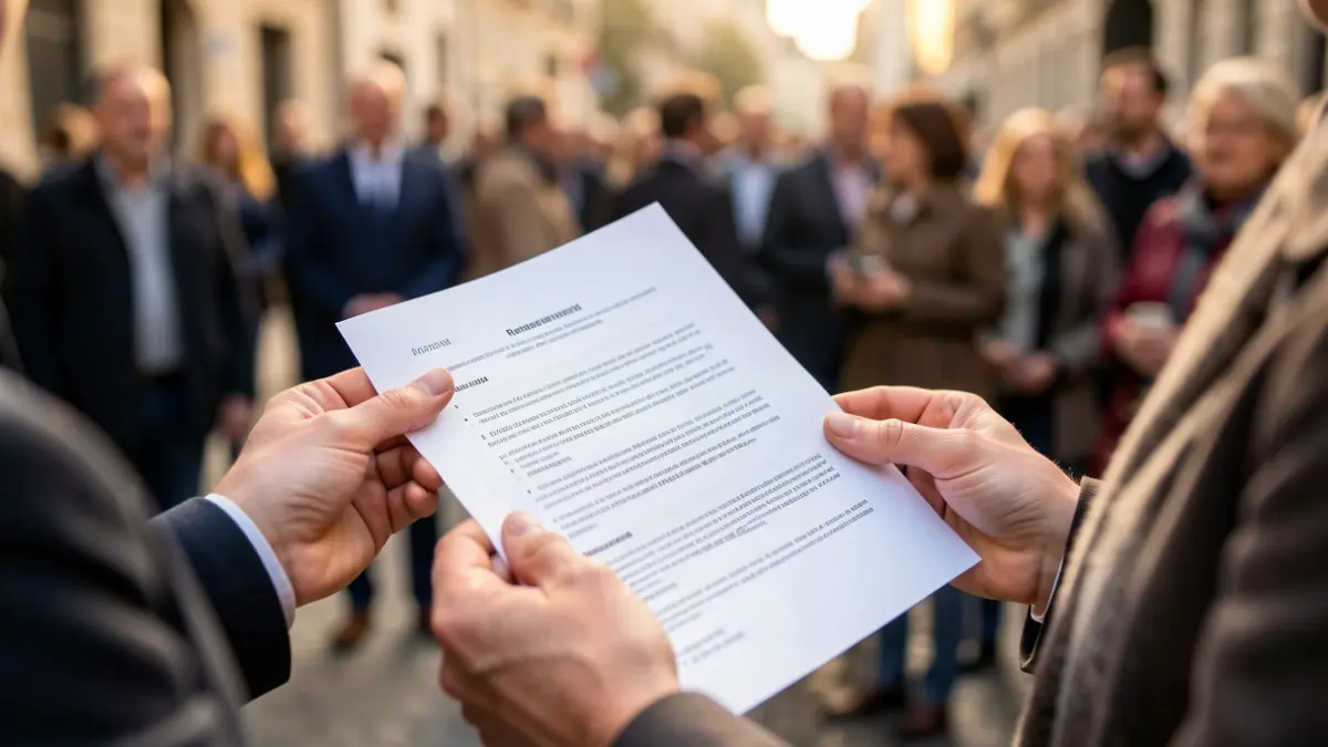 Manos sosteniendo un documento oficial sobre jubilación.
