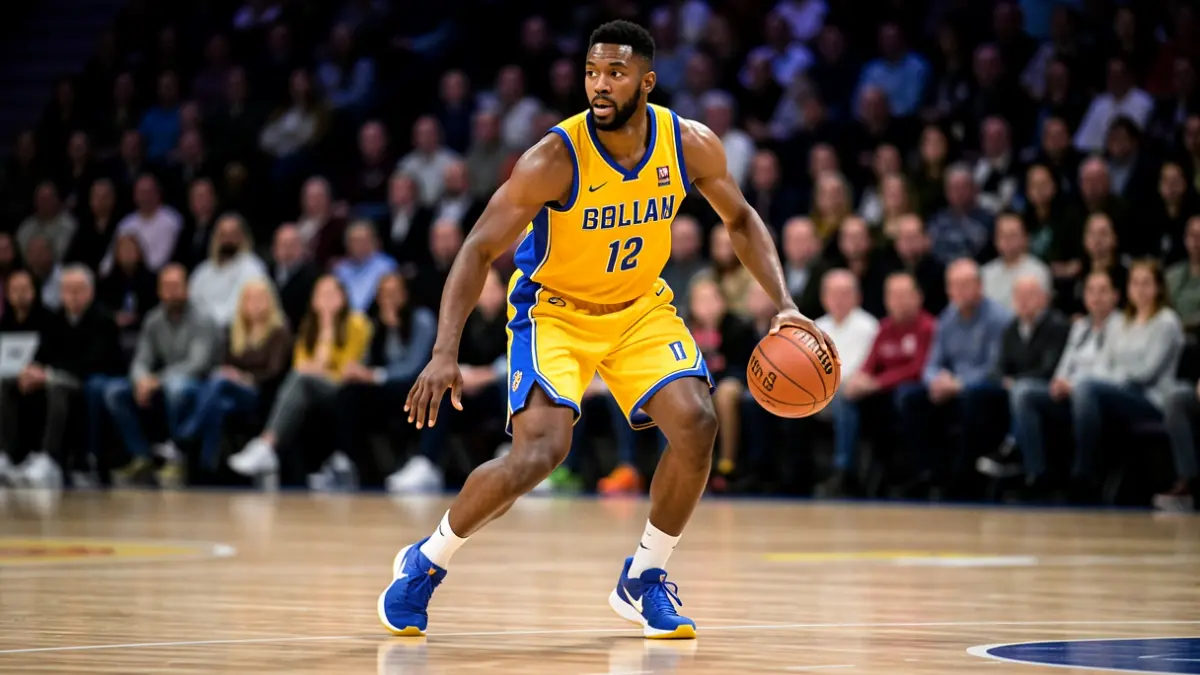 Jugador de baloncesto genérico en acción en una cancha.