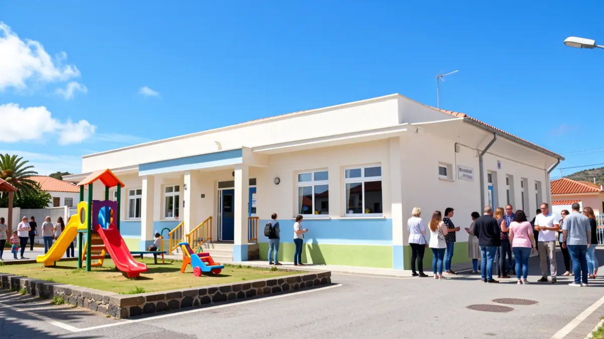 Imagen genérica de una escuela infantil pública con zona de juegos.