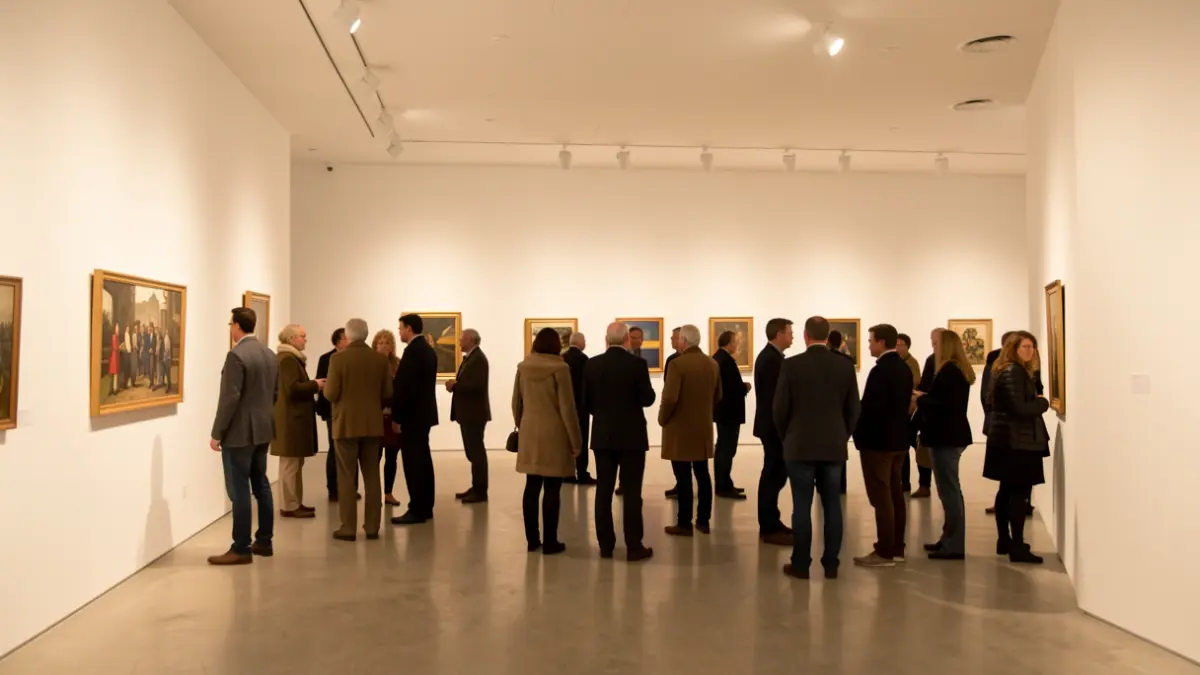Generic image of a contemporary art gallery with white walls and professional lighting.