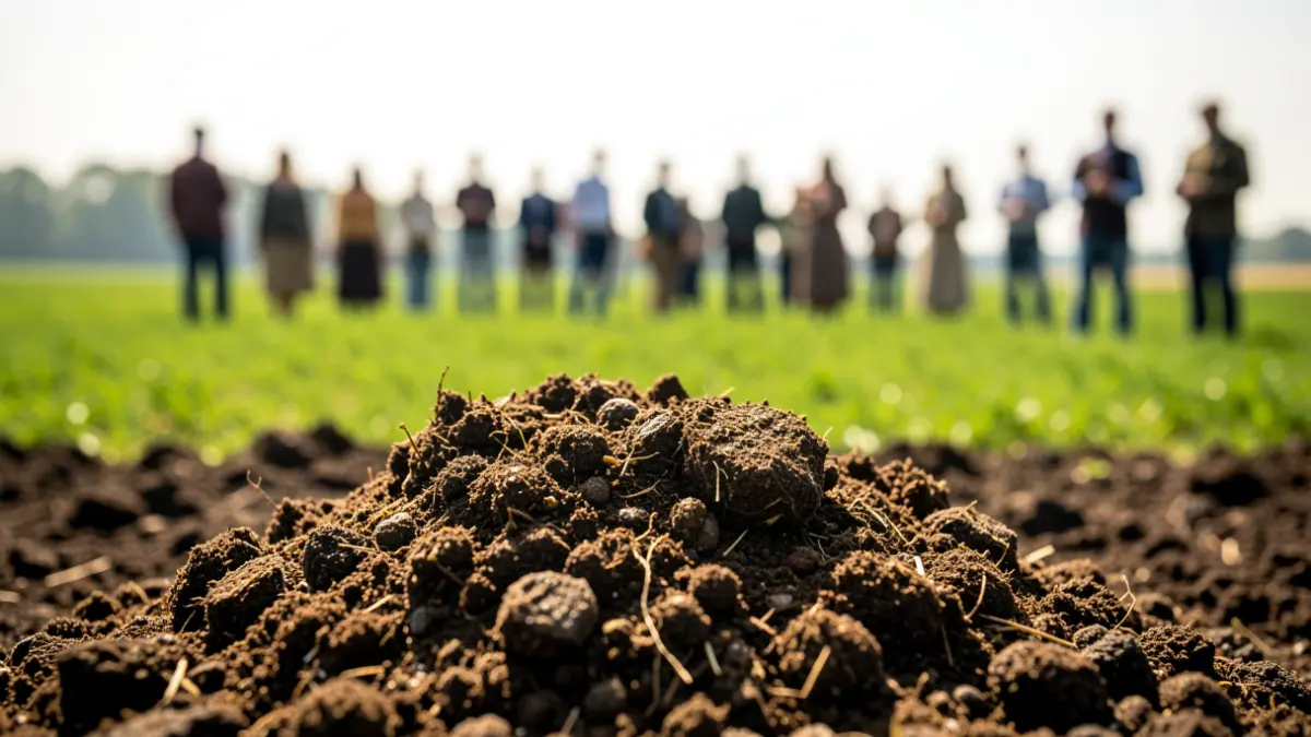 Generic image of manure piled on agricultural land.