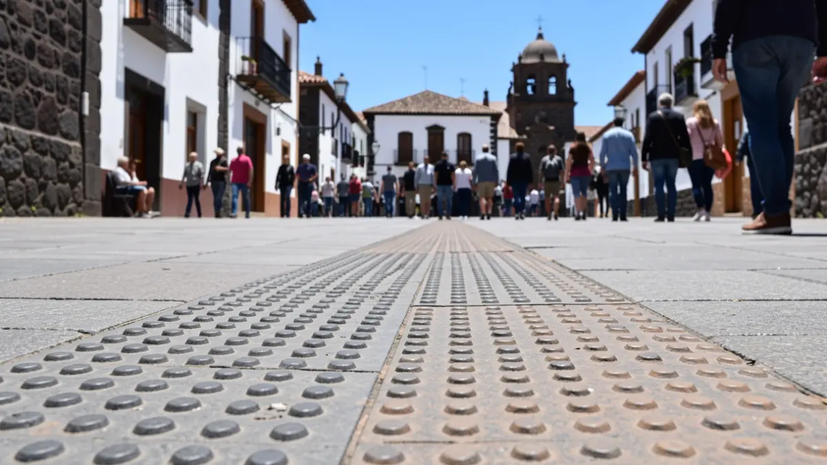 Imagen genérica de una rampa de accesibilidad en una calle de La Orotava con arquitectura tradicional.