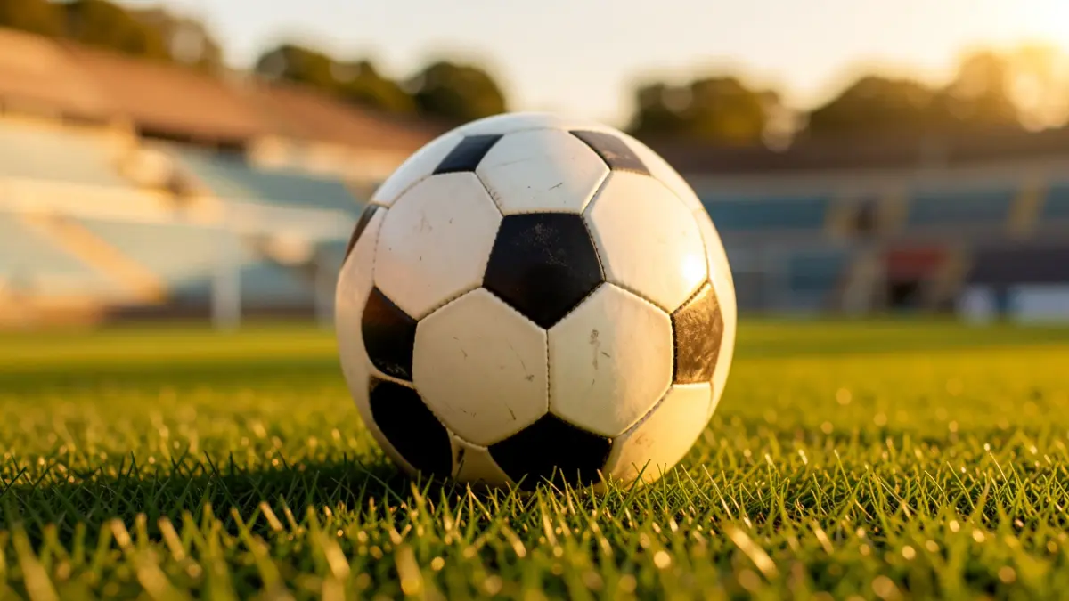 Generic image of a soccer ball on a stadium pitch.