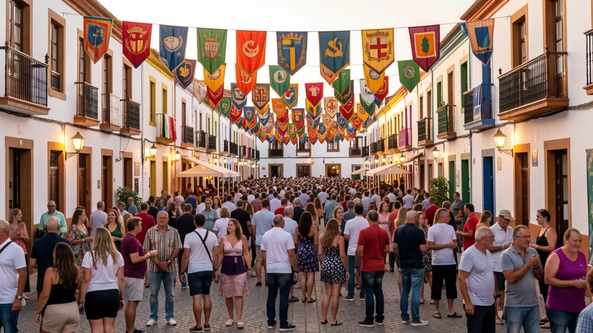 Plaza de Ingenio llena de gente durante un festival de folclore.