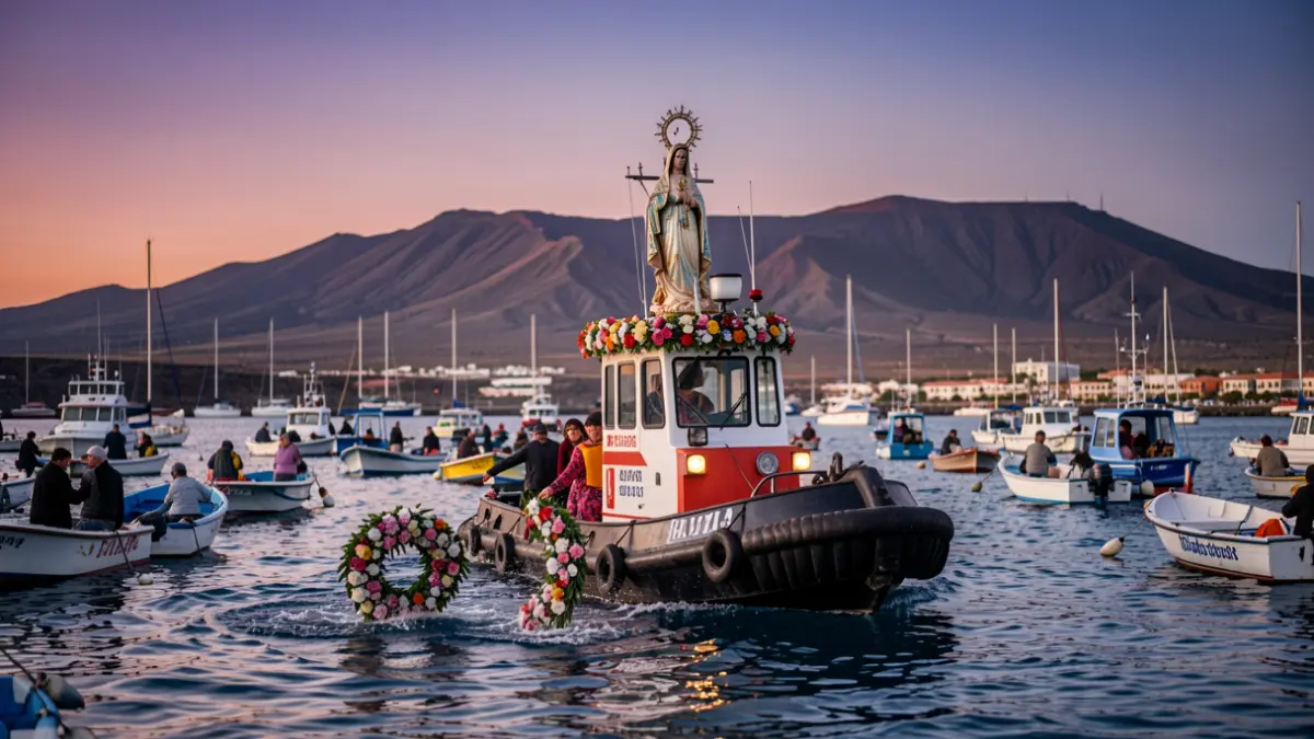 Maritime procession of the Virgen del Carmen in the port of Santa Cruz de Tenerife.