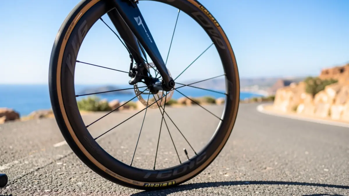 Imagen genérica de una bicicleta de competición en una carretera.