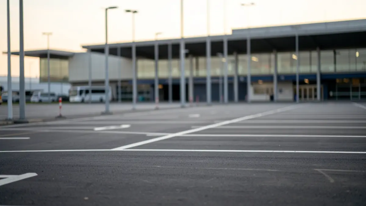 Generic image of empty bus parking areas at an airport.