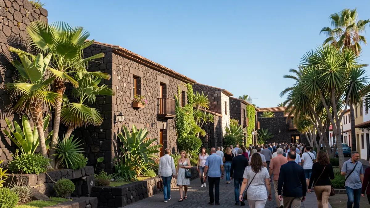 Imagen genérica de arquitectura tradicional canaria con vegetación.