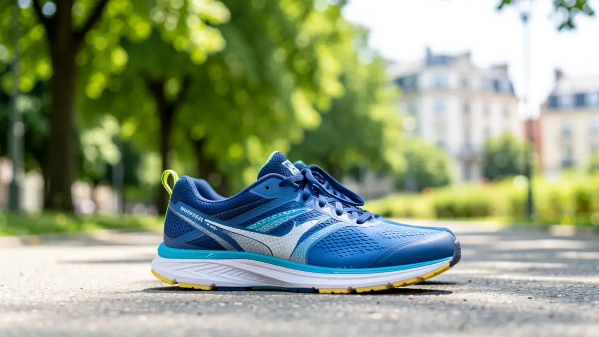 Imagen genérica de una zapatilla de deporte sobre un camino en un parque.