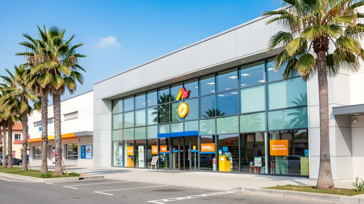 Fachada de un supermercado moderno en Agüimes tras su renovación.