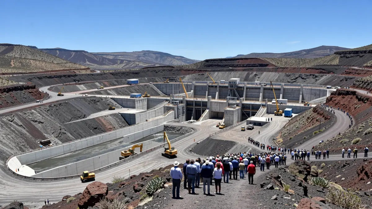 Image of the construction of the Güímar pumped-storage hydroelectric power plant in Tenerife.