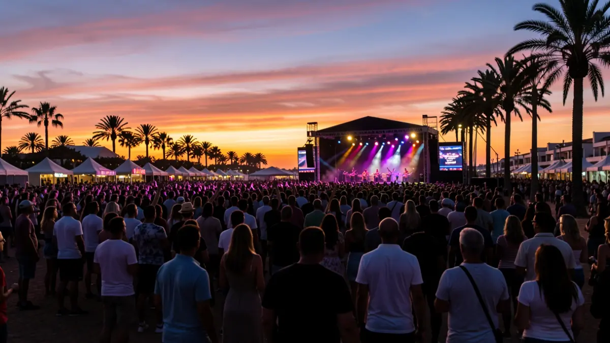 Generic image of an outdoor music festival at dusk in Gran Canaria.