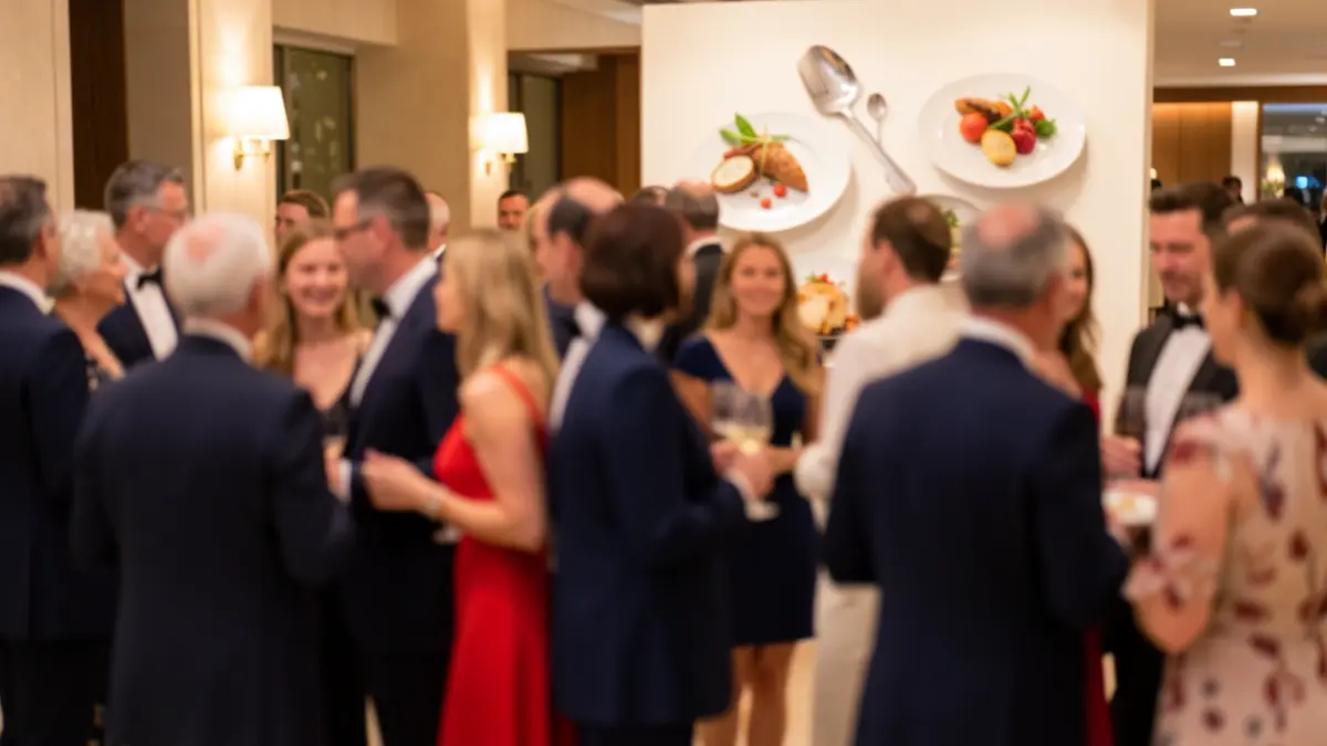 Imagen genérica de un evento de gala en el Centro Cultural de Maspalomas, con ambiente festivo y detalles culinarios sutiles.