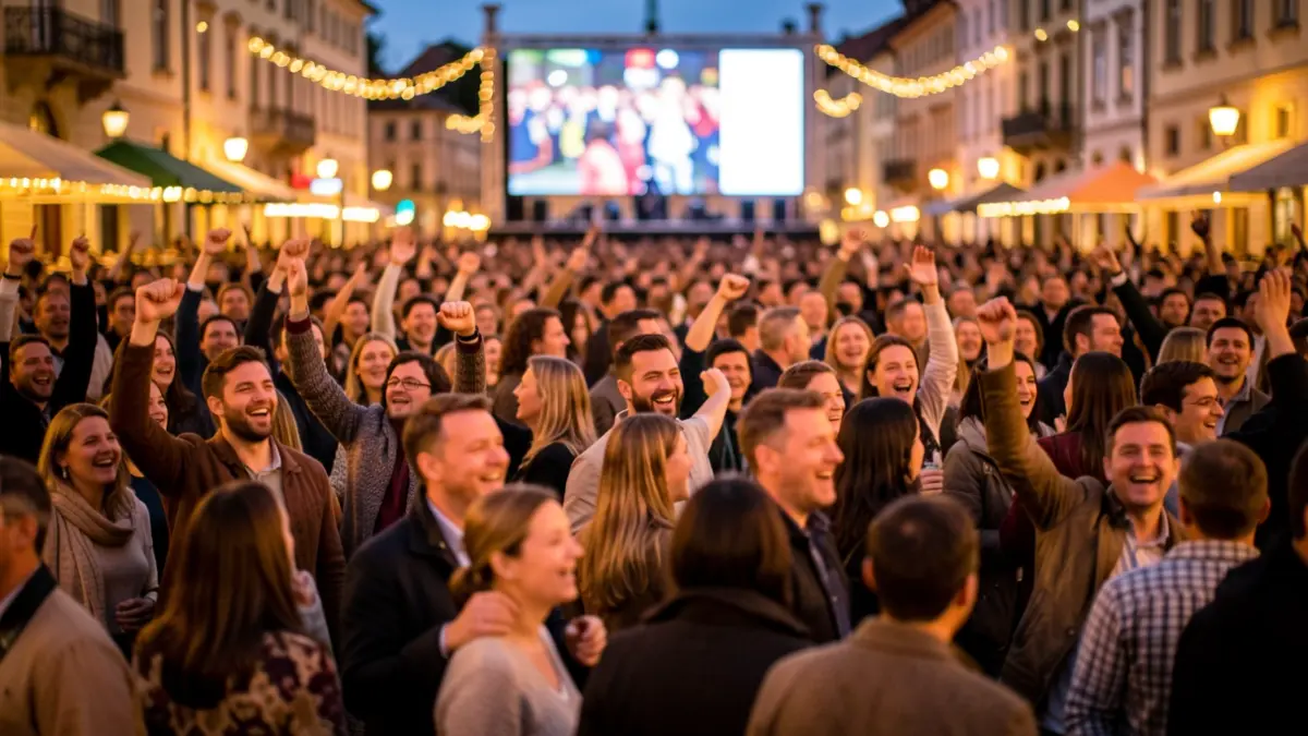 Imagen genérica de una multitud celebrando en una plaza.