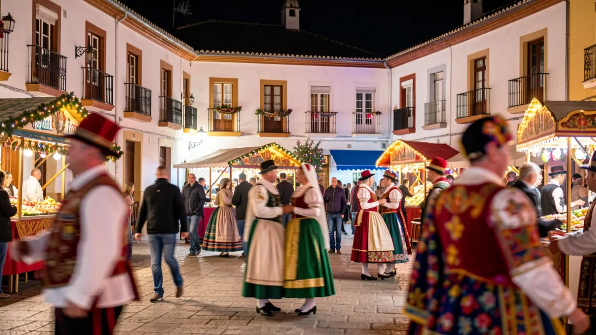 Imagen genérica de una celebración nocturna en una plaza de Canarias con ambiente festivo.