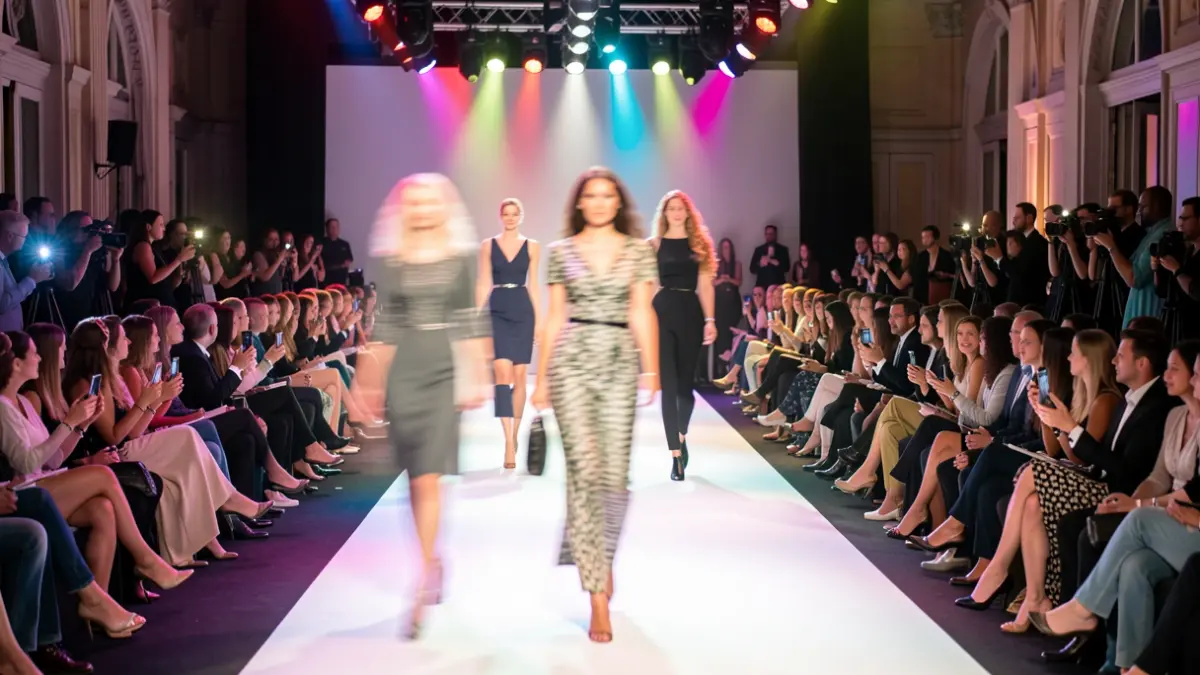 Generic image of a fashion show with audience and runway.