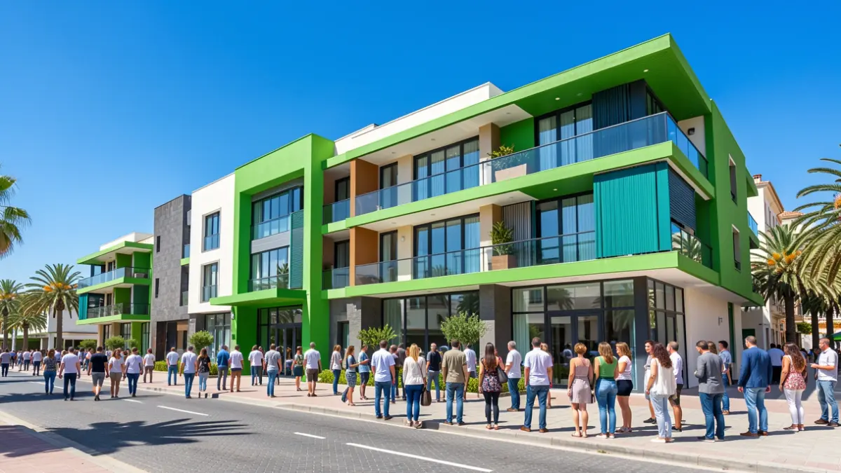 Generic image of modern Canarian architecture with green and professional colors.