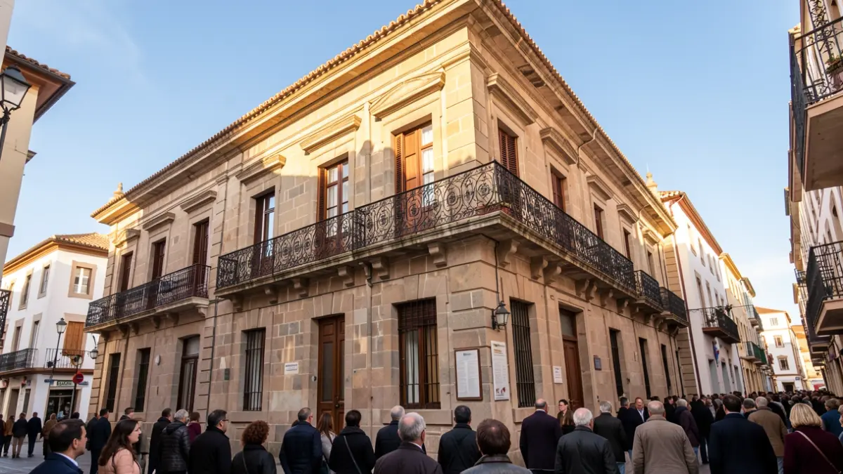 Facade of the Mogán Town Hall on a sunny afternoon.