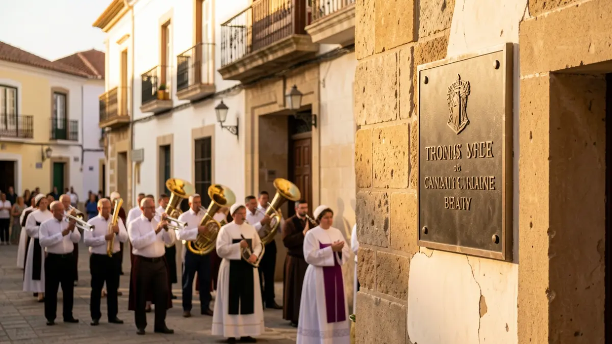 Placa conmemorativa descubierta en San Agustín, Los Realejos, durante la procesión de la Virgen del Carmen.