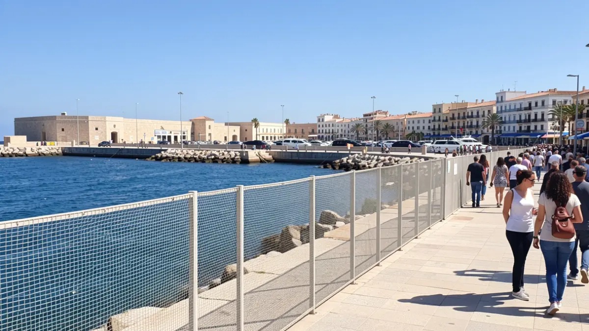 New fencing at the Port of Arrecife improving visual connection with the sea.