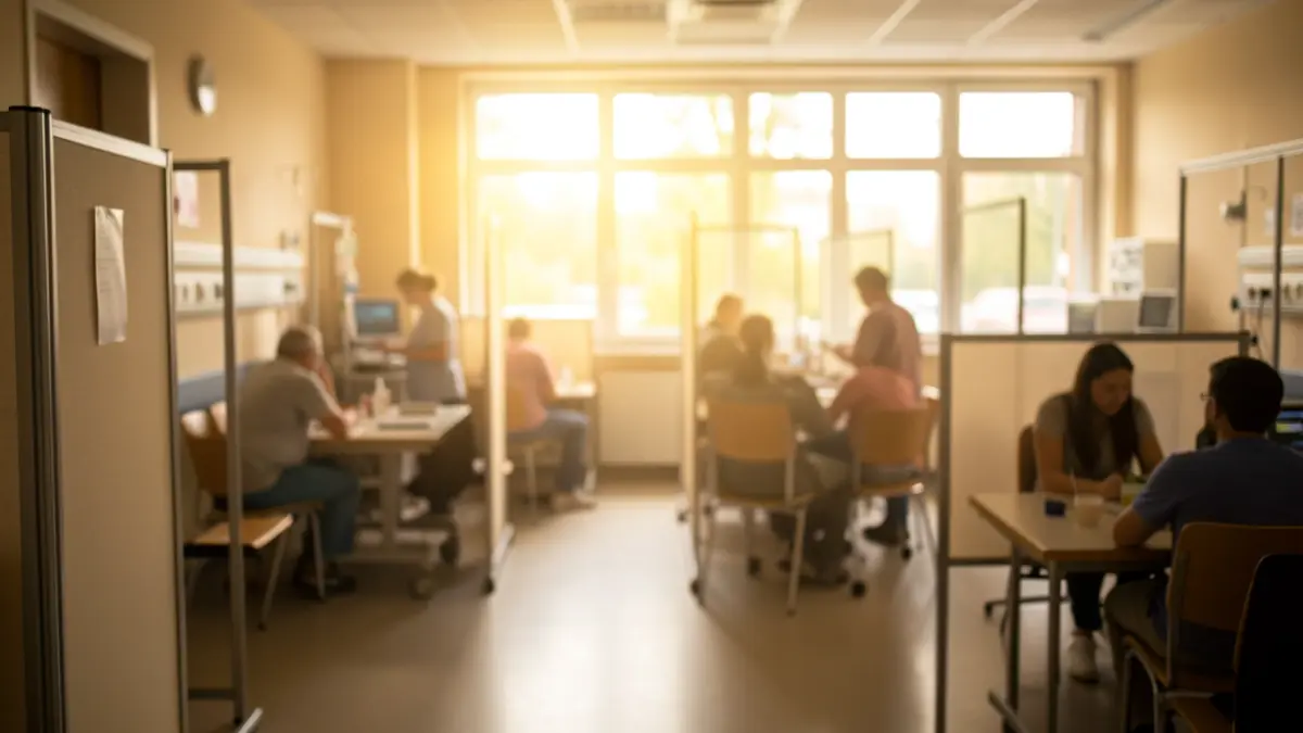 Generic image of a hospital emergency corridor with patients temporarily attended.