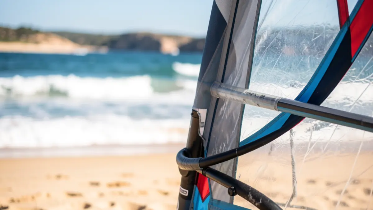 Image of a windsurf sail on the beach of Pozo Izquierdo.