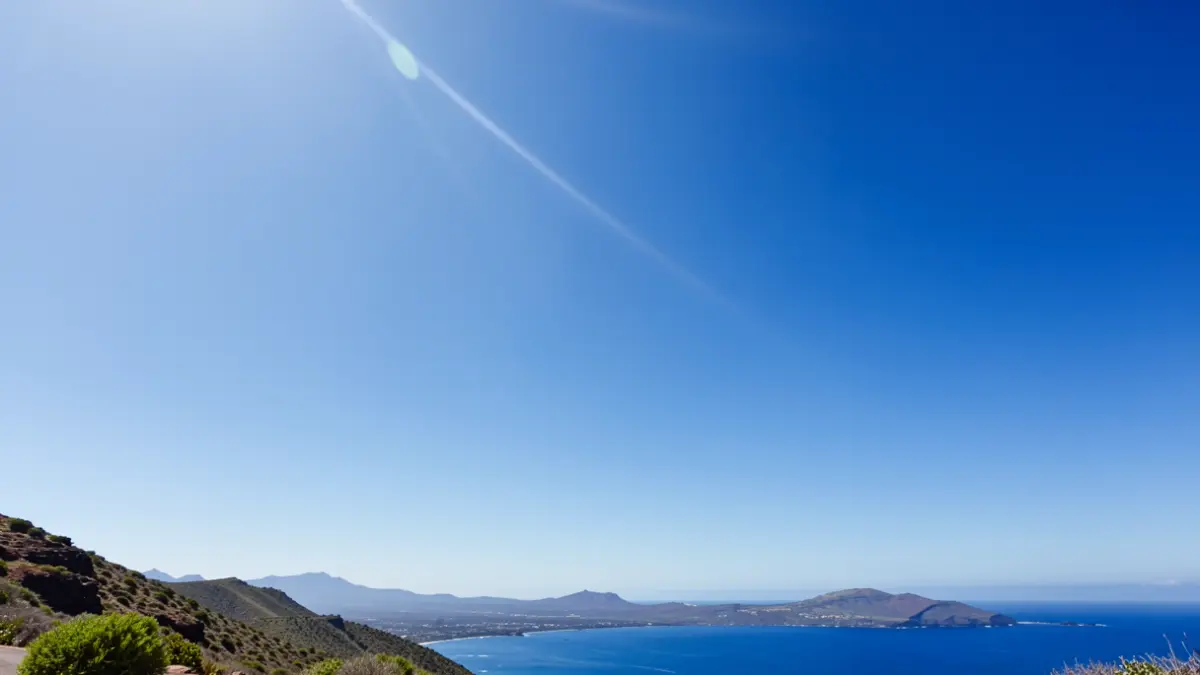 Clear and sunny sky over Granadilla de Abona, Tenerife.