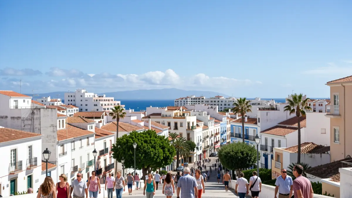 Generic image of a sunny sky over Las Palmas de Gran Canaria with typical architecture.
