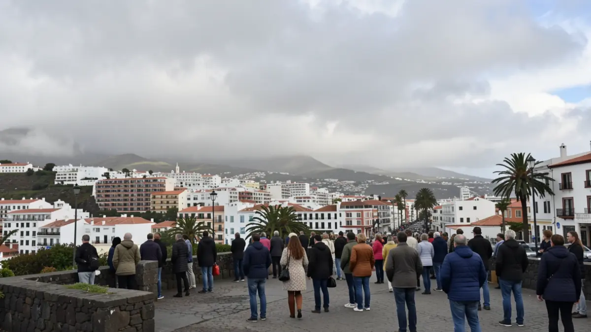 Imagen genérica de un cielo nublado sobre San Juan de la Rambla, Tenerife, con bruma matutina.