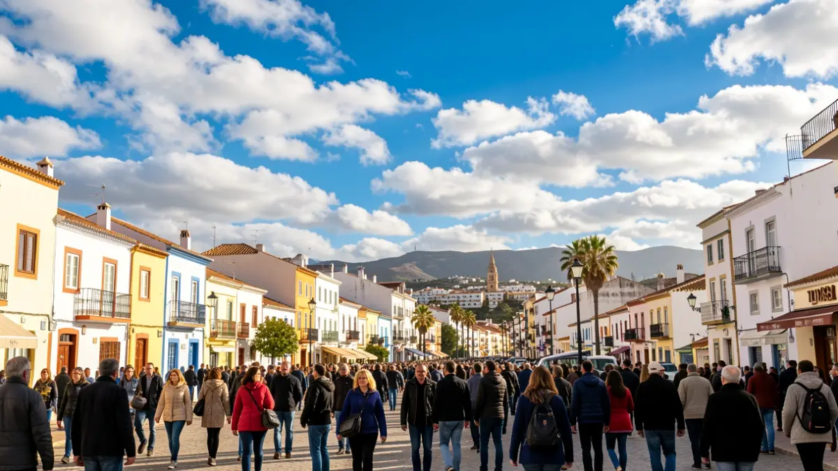 Sunny sky over the town of Telde, Gran Canaria, with scattered clouds.