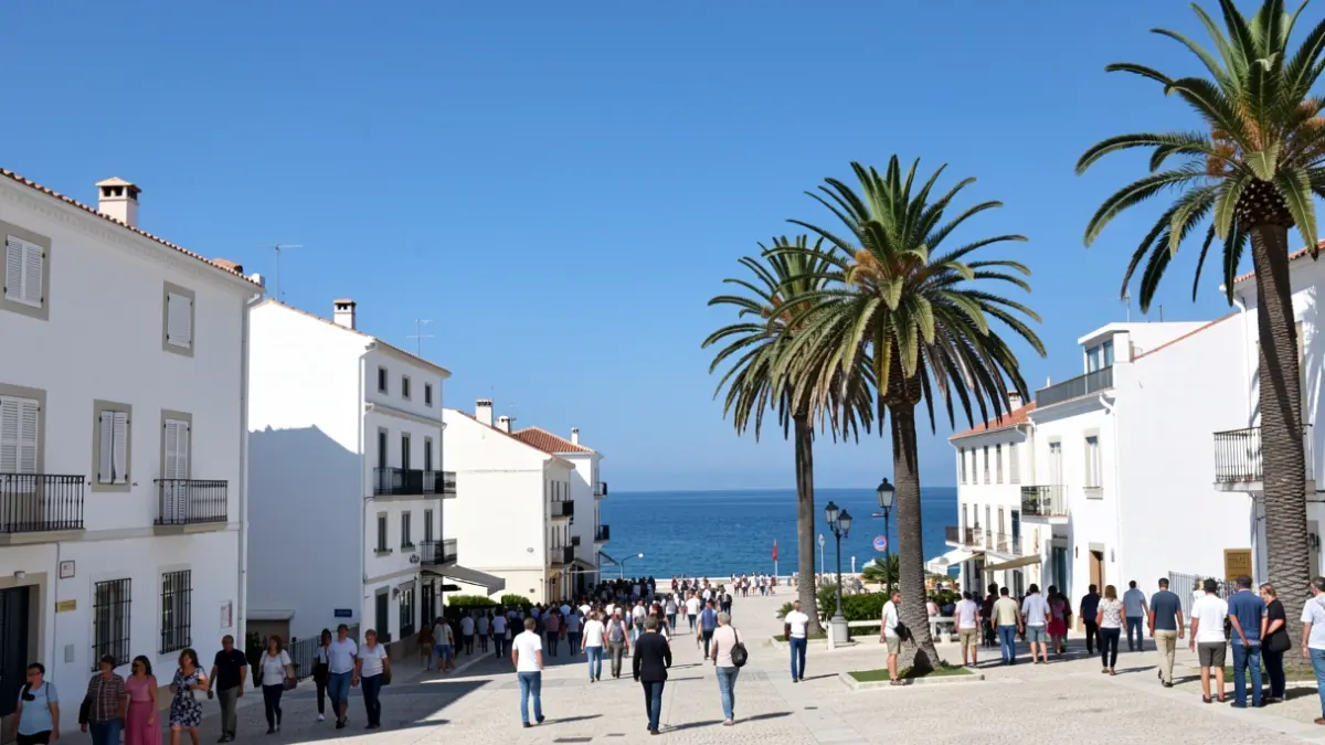 Generic image of a clear sky over a coastal town.