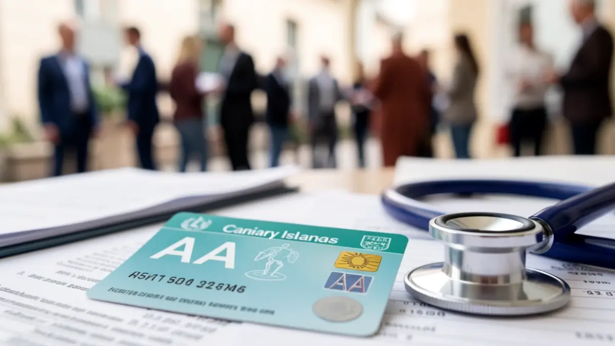 Tarjeta sanitaria con código AA para accesibilidad y acompañamiento.