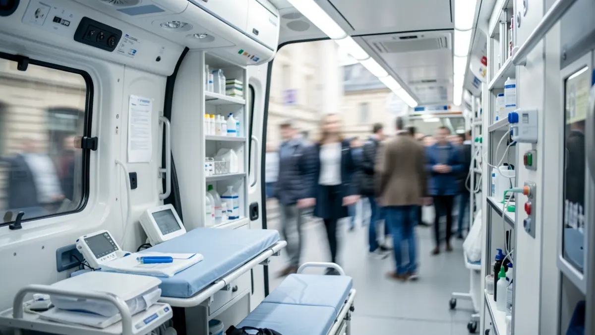 Generic image of an ambulance with medical equipment.
